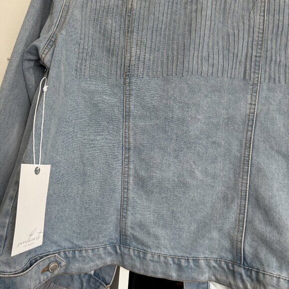 💎 Sweetheart Los Angeles Light Wash Denim Jacket w/ Rhinestone Fringe - 1X - NW - Picture 2 of 5